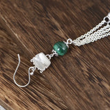 Malachite Tassel Earrings 925 Silver Drop Earrings for Women