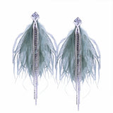 Long Feather Earring for Women Big Statement Earrings