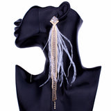 Long Feather Earring for Women Big Statement Earrings