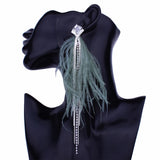 Long Feather Earring for Women Big Statement Earrings