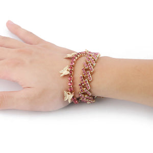 Rhinestone Butterfly Cuban Bracelet Set Crystal Jewelry