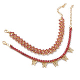 Rhinestone Butterfly Cuban Bracelet Set Crystal Jewelry