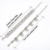 Rhinestone Butterfly Cuban Bracelet Set Crystal Jewelry