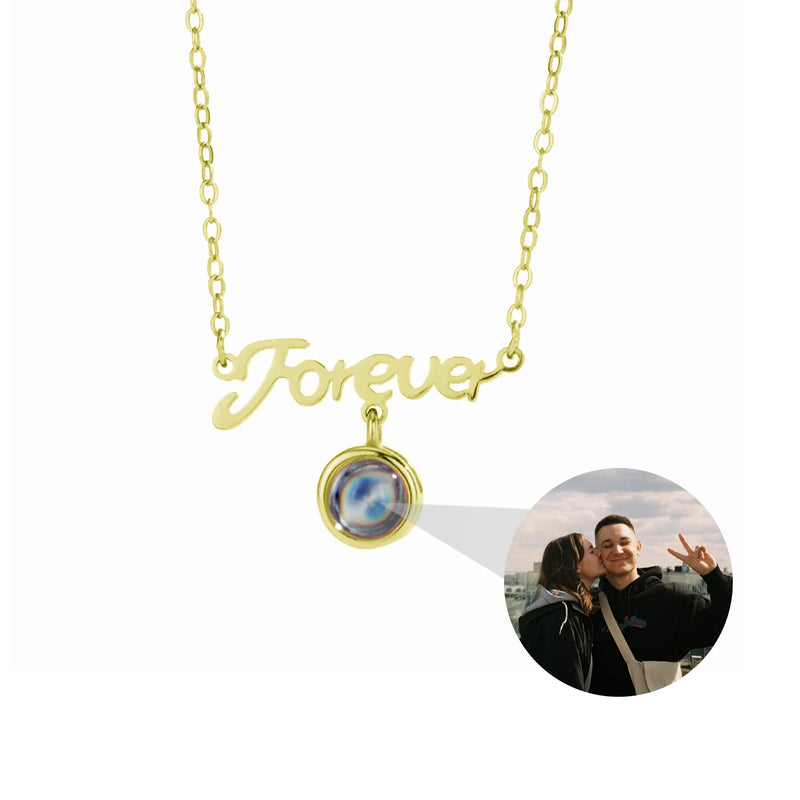 FOREVER Photo Projection Necklace Stainless Steel Couple Personalized Jewelry