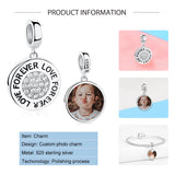 Forever Love Photo Bead 925 Sterling Silver Dangle Charm DIY Jewelry