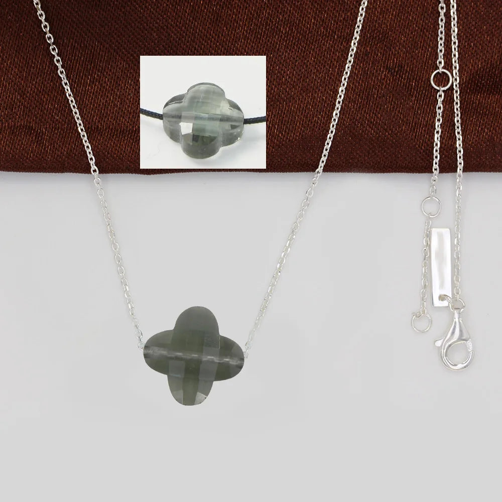 925 Sterling Silver Luckly Clover Crystal Necklace For Women