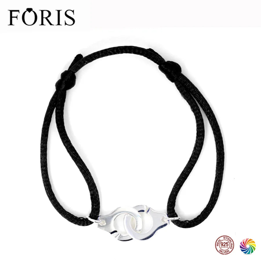 925 Silver Handcuff Charm Rope Bracelets For Couples