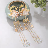 Flower Leaf Pearls Tassel Pendant Hairpins for Women Wedding