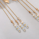 Flower Leaf Pearls Tassel Pendant Hairpins for Women Wedding