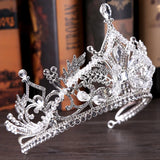 Baroque Style Silver Crystal Leaf Tiara Crown Bride Wedding Party Hair Jewelry