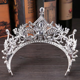 Baroque Style Silver Crystal Leaf Tiara Crown Bride Wedding Party Hair Jewelry