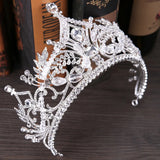 Baroque Style Silver Crystal Leaf Tiara Crown Bride Wedding Party Hair Jewelry