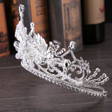 Baroque Style Silver Crystal Leaf Tiara Crown Bride Wedding Party Hair Jewelry