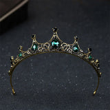 Baroque Green Crystal Crown Tiaras Wedding Bridal Hair Accessories