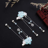 Chinese Hanfu Bell Crystal Beads Hairclips Tassels Hairpins