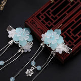 Chinese Hanfu Bell Crystal Beads Hairclips Tassels Hairpins