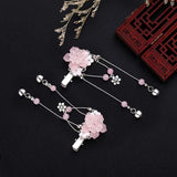 Chinese Hanfu Bell Crystal Beads Hairclips Tassels Hairpins