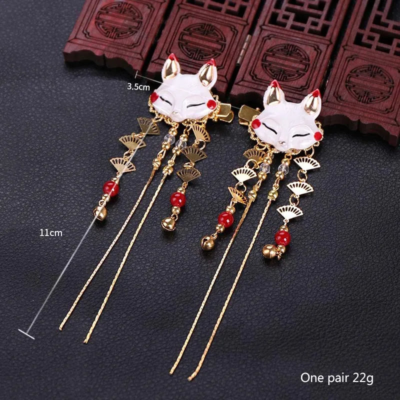 Fox Rabbit Hairpin Tassels Hair Clip Hanfu Handwork Hair Accessories