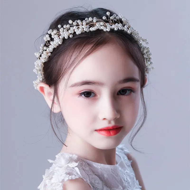 Gold/Silver Pearl Headband Tiara Wedding Hair Jewelry