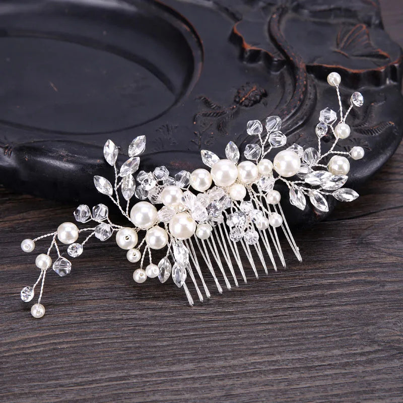 Pearl Crystal Hair Combs Bride Headdress Wedding Hair Accessories