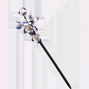 Chinese Hanfu Flower Pearls Hairpin Clips Wooden Hair