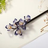 Chinese Hanfu Flower Pearls Hairpin Clips Wooden Hair