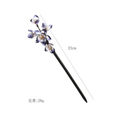 Chinese Hanfu Flower Pearls Hairpin Clips Wooden Hair