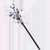 Chinese Hanfu Flower Pearls Hairpin Clips Wooden Hair