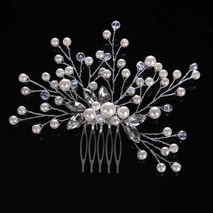 Rhinestone Pearl Flower Hair Comb Hairpin Clip Bridal Wedding Hair Jewelry