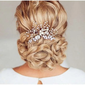 Rhinestone Pearl Flower Hair Comb Hairpin Clip Bridal Wedding Hair Jewelry