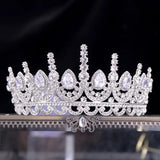 Water Drop Crystal Rhinestone Crown Tiara de Noiva Headpiece