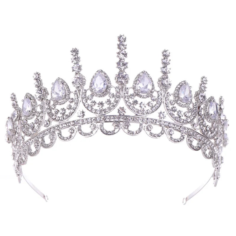 Water Drop Crystal Rhinestone Crown Tiara de Noiva Headpiece