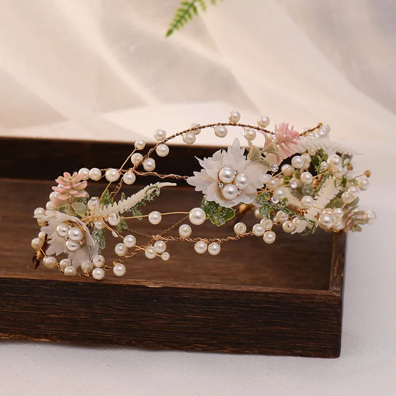Summer Wedding Hair Jewelry Simulated Pearls Crystal Headpieces