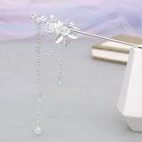 Silver Crystal Hanfu Dress Tassel Hairpins