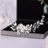 Crystal Pearls Beads Headpiece Hair Comb Wedding Jewelry