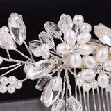 Crystal Pearls Beads Headpiece Hair Comb Wedding Jewelry