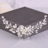 Crystal Pearls Beads Headpiece Hair Comb Wedding Jewelry
