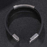FORTAFY Braided Leather Bracelet Men Stainless Steel Vintage Wristband Gift