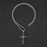 FORTAFY Snake Skull Cross Pendant Men's Necklace Gothic Jewelry