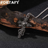 FORTAFY Snake Skull Cross Pendant Men's Necklace Gothic Jewelry