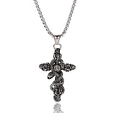FORTAFY Snake Skull Cross Pendant Men's Necklace Gothic Jewelry