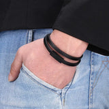 FORTAFY Leather Wrap Bracelets Stainless Steel Magnetic Clasp FR1052