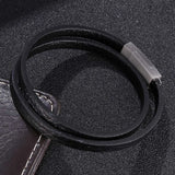 FORTAFY Leather Wrap Bracelets Stainless Steel Magnetic Clasp FR1052
