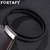 FORTAFY Leather Wrap Bracelets Stainless Steel Magnetic Clasp FR1052