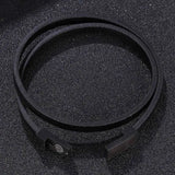 FORTAFY Leather Wrap Bracelets Stainless Steel Magnetic Clasp FR1052