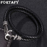 FORTAFY Leather Anchor Bracelet Wrap Bangle FRPW756