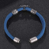 Navy Style Milan Rope Chain Bracelet Stainless Steel Rudder Magnet Buckle FR1159