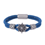 Navy Style Milan Rope Chain Bracelet Stainless Steel Rudder Magnet Buckle FR1159