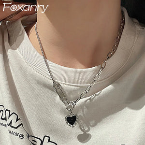 LOVE Heart Sweater Necklace Sparkling Zircons Wedding Accessories