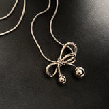 Bow-knot Pendant Sweater Necklace Geometric Clavicle Chain